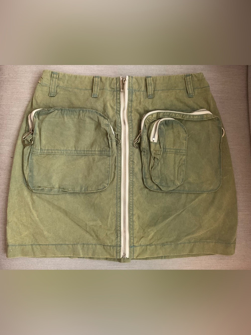 POL Olive Green Elastic Waist Mini Skirt